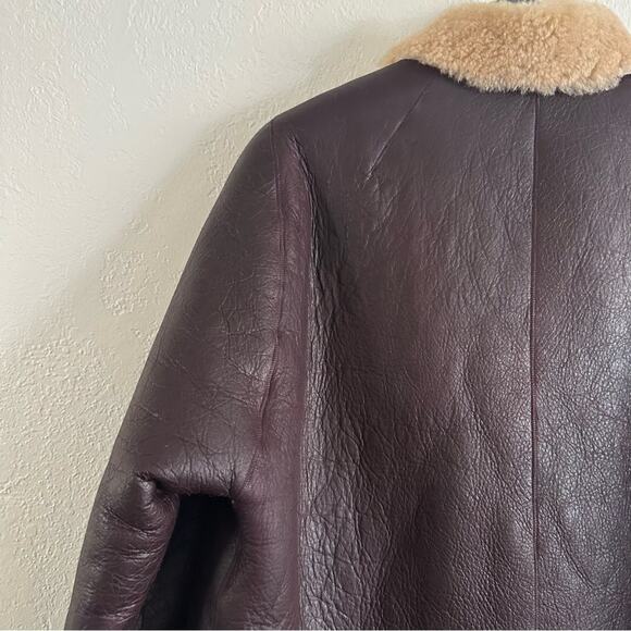 Marni Giacca Burgundy Leather Reversible Shearling Jacket size IT 38 - Picture 7 of 14